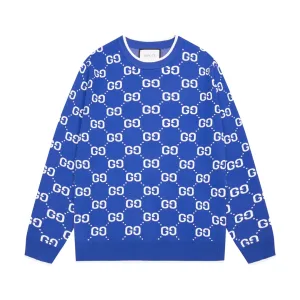 High Quality Gucci Hoodies Blue Cotton Jacquard