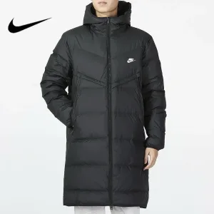AAA Nike Cotton-Padded Coat Black Cotton Down Polyester Fiber Winter