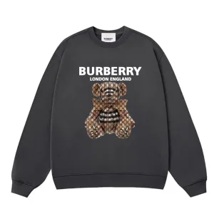 Super Clone Burberry Hoodies Black Cotton Xinjiang Ribbed Fabric Spring Autumn