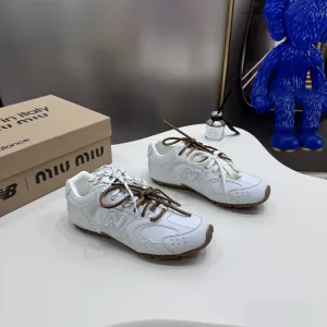 High Quality New Balance Sneakers Red Top-Grain Cowhide Sheepskin Lace