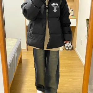 AAA Super Clone Stussy Cotton-Padded Coat Black Cotton Down High Cost Performance Easy To Match Winter