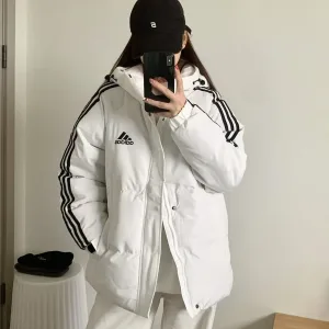 AAA Adidas Cotton-Padded Coat Red Down Waterproof Design High-Quality Materials Easy To Match Winter