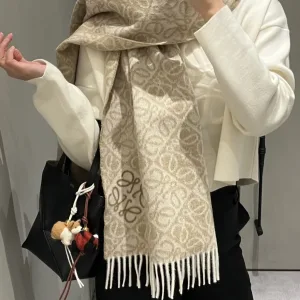 Luxury Designer Loewe Scarf Red Cashmere