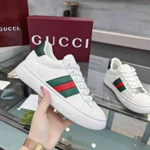 AAA Gucci Sneakers White Silk Cowhide