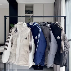Designer Adidas Cotton-Padded Coat Blue Cotton Down Microfiber Fleece Exquisite Workmanship Suitable For All Body Types Winter