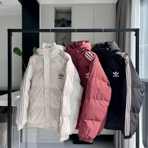 High Quality Designer Adidas Cotton-Padded Coat Black Cotton Down Microfiber Fleece Exquisite Workmanship Winter