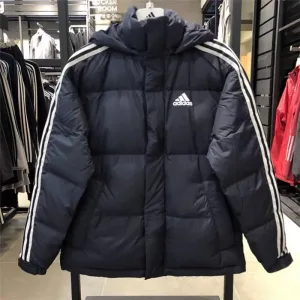 High Quality Adidas Outerwear Black Down Woven Fabric Suitable For All Body Types Winter Slim Fit