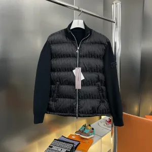 High Quality Dior Outerwear Red Cotton Pure Down Jacquard Autumn Winter Patch