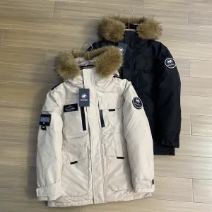 High Quality Mammoth Down Jacket Black Cotton Goose Gabardine Streamlined Cut