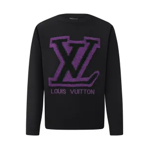 AAA High Quality Louis Vuitton Long-Sleeved Shirt Black Jacquard Embroidery