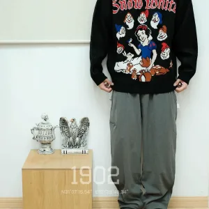 Designer High Quality Supreme Sweater Black Cotton Jacquard