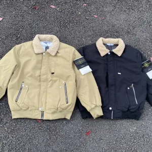Reps AAA Stone Island Baseball Uniform Red Cotton Wool Coated Fabric Street Style Winter Protection