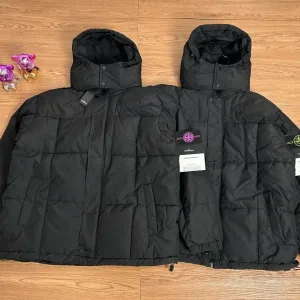 Super Clone Designer Stone Island Windproof Jacket Black Cotton Down High-Density Fabric Exquisite Workmanship Street Style Winter