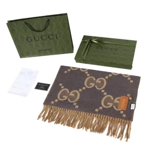 Luxury High Quality Gucci Scarf Blue Cashmere Jacquard Sophistication
