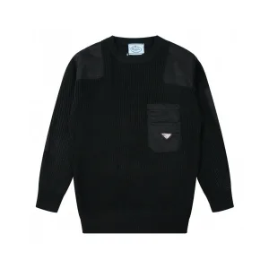 High Quality Designer Prada Sweater Red Winter Patch