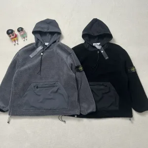 Super Clone Stone Island Jacket Red Wool Lambswool Polyester Fleece Ribbed Fabric Exquisite Workmanship Street Style