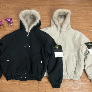 High Quality Stone Island Cotton-Padded Coat Red Cotton Down Polyester Exquisite Workmanship Street Style Winter Early