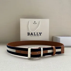 Super Clone Luxury Bally Canvas Belt Red Fabric And Leather Glossy Finish