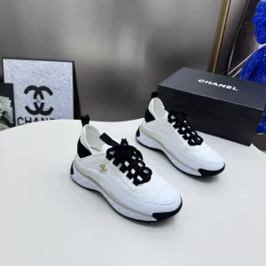 High Quality Luxury Chanel Sneakers White Silk Cowhide