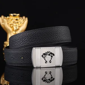 High Quality Luxury Versace Belt Red Cowhide