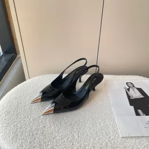 AAA Saint Laurent Sandals Ash Patent Leather Soft Spring Early