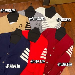 Luxury Thom Browne Jacquard Long-Sleeved Cardigan