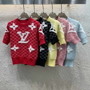 Designer Louis Vuitton Jacquard Short-Sleeved Shirt