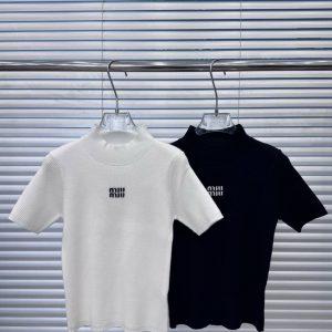 Designer High Quality Miu Miu Jacquard Short Sleeves