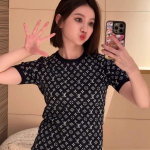 Luxury High Quality Louis Vuitton Jacquard Short Sleeves