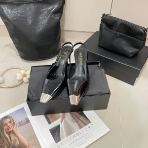 Luxury Reps Saint Laurent Sandals Ash Patent Leather Soft Spring Early
