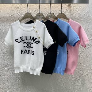 Luxury Aaa Celine Gold Short Sleeves