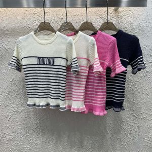 Luxury Miu Miu Jacquard Short Sleeves