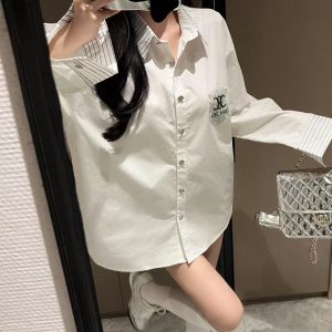 Designer Aaa Celine Stone Long-Sleeved Shirt