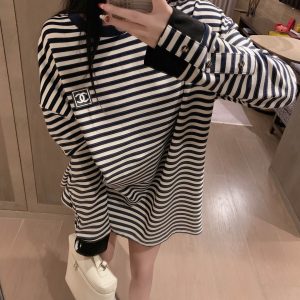 Luxury Designer Chanel Leather Long-Sleeved T-Shirt