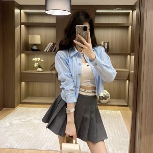 Luxury Miu Miu Stone Long-Sleeved Shirt
