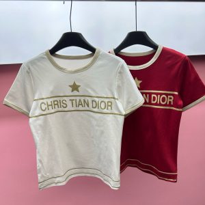 High Quality Luxury Dior Gold Short-Sleeved T-Shirt