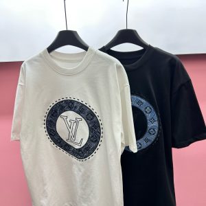 Designer Aaa Louis Vuitton Denim Short-Sleeved T-Shirt