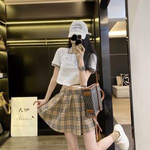 Aaa Designer Burberry Plaid Short-Sleeved Shirts
