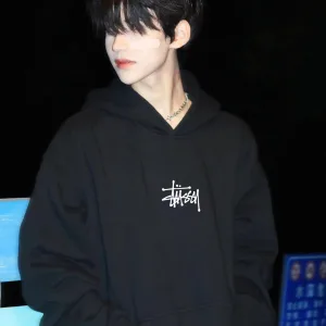 Super Clone Stussy Long-Sleeved Sweatshirt Red Cotton Pure Fleece