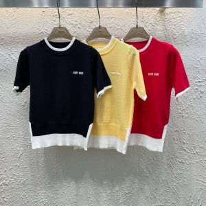 Aaa High Quality Miu Miu Jacquard Short Sleeves