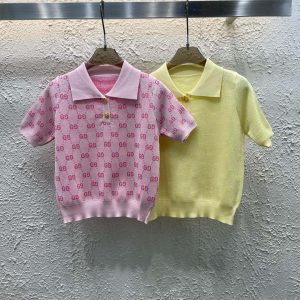 Luxury Designer Gucci Gold Short Sleeves