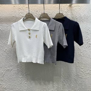 1:1 Saint Laurent Gold Short Sleeves