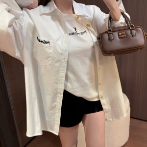 Luxury Designer Saint Laurent Gold Long-Sleeved Shirt