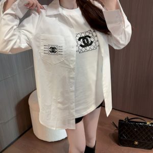 Designer Chanel Stone Long-Sleeved Shirt