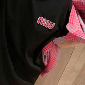Designer Miu Miu Short-Sleeved T-Shirt