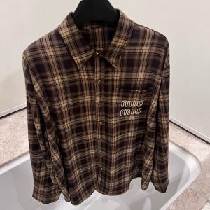1:1 High Quality Miu Miu Plaid Long-Sleeved Shirt
