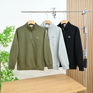 Designer Luxury Lacoste Hoodie Red Cotton Pure Spring Embroidery Color Blocking