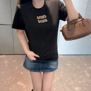 Designer Luxury Miu Miu Stone Short-Sleeved T-Shirt