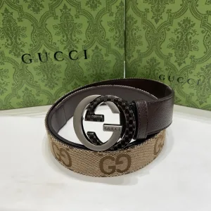 AAA Gucci Belt Ash Genuine Leather Embossed