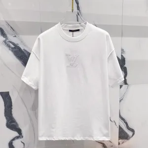AAA Louis Vuitton Short Sleeves Red Cotton Pure Spring Summer Embroidery